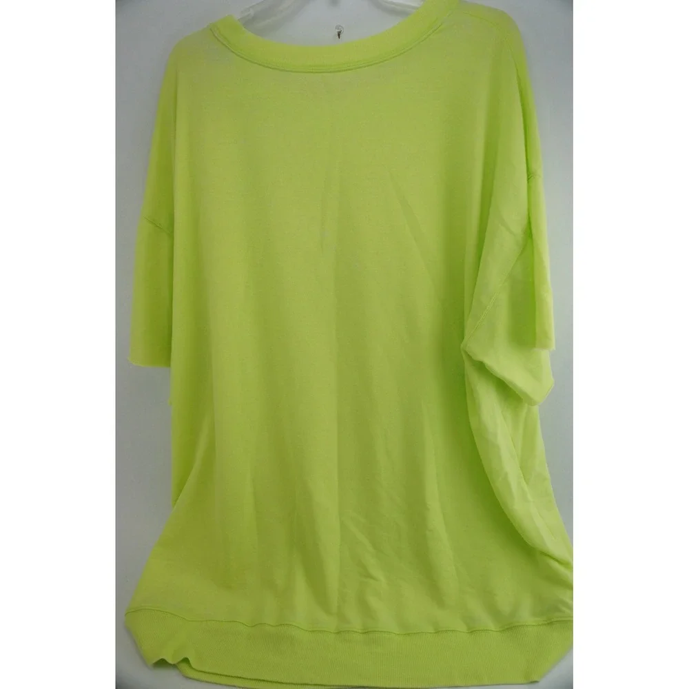 Free People Sleep T Shirt Size M Neon Green Good‎ Vibes Short Sleeve Good